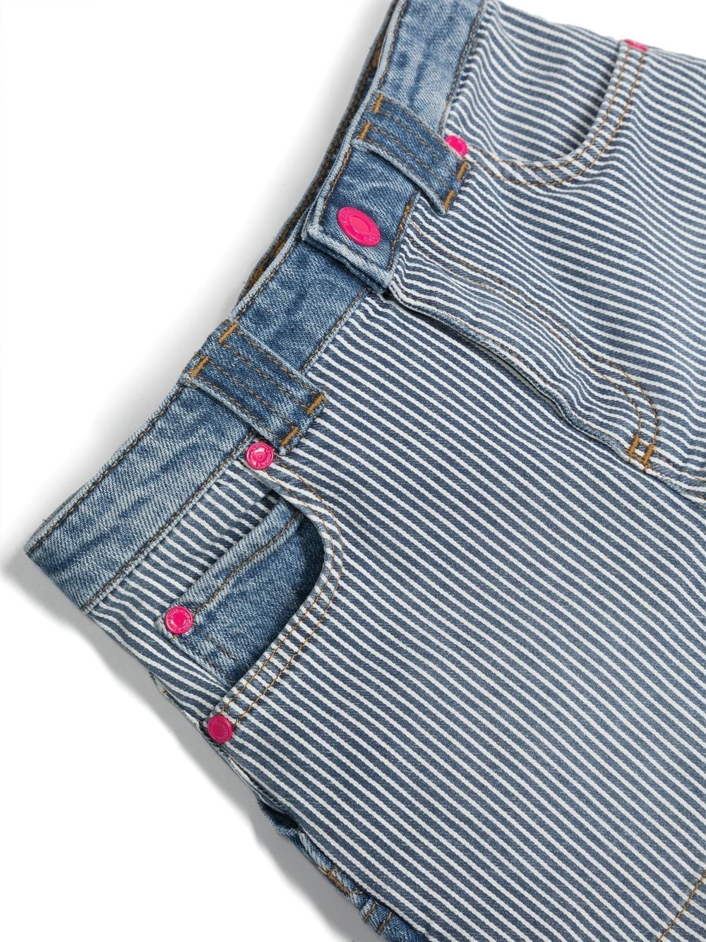 Shop Marc Jacobs Striped Denim Shorts In Blue