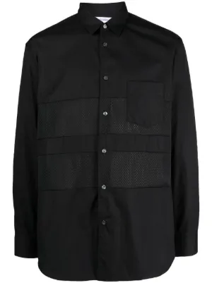 Comme Des Garçons Shirt mesh-panelled long-sleeve Shirt | Black