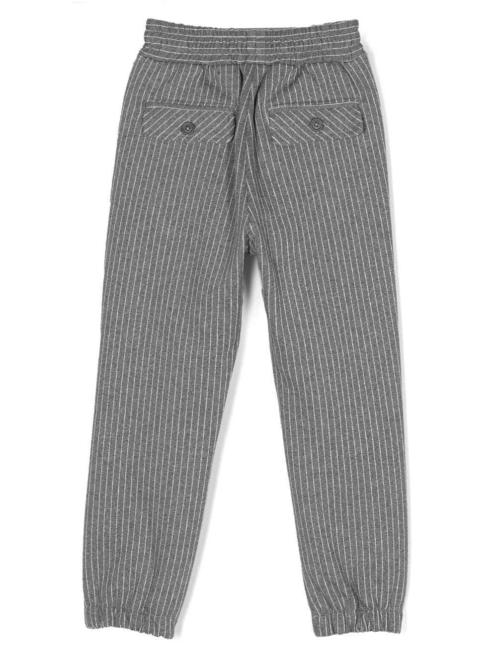 Shop Monnalisa Striped Tailored-cut Trousers In Grey