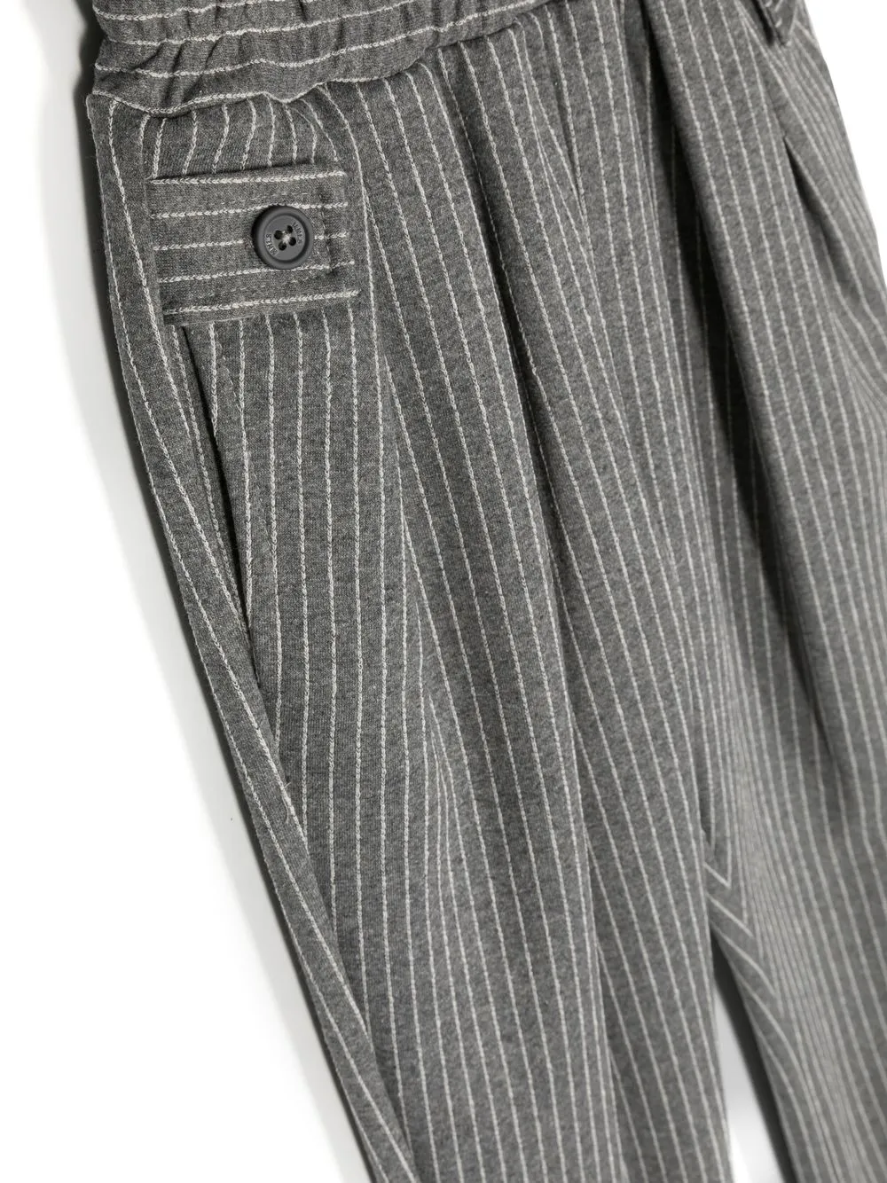 Monnalisa Striped Tailored-cut Trousers In Grey