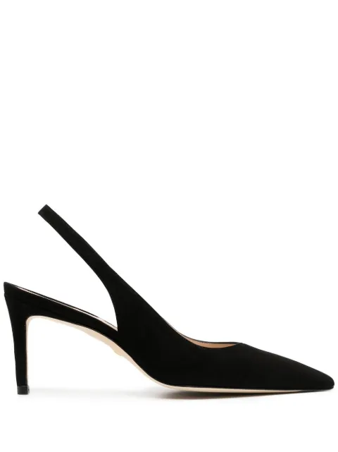 Stuart Weitzman pointed 75mm suede slingback pumps