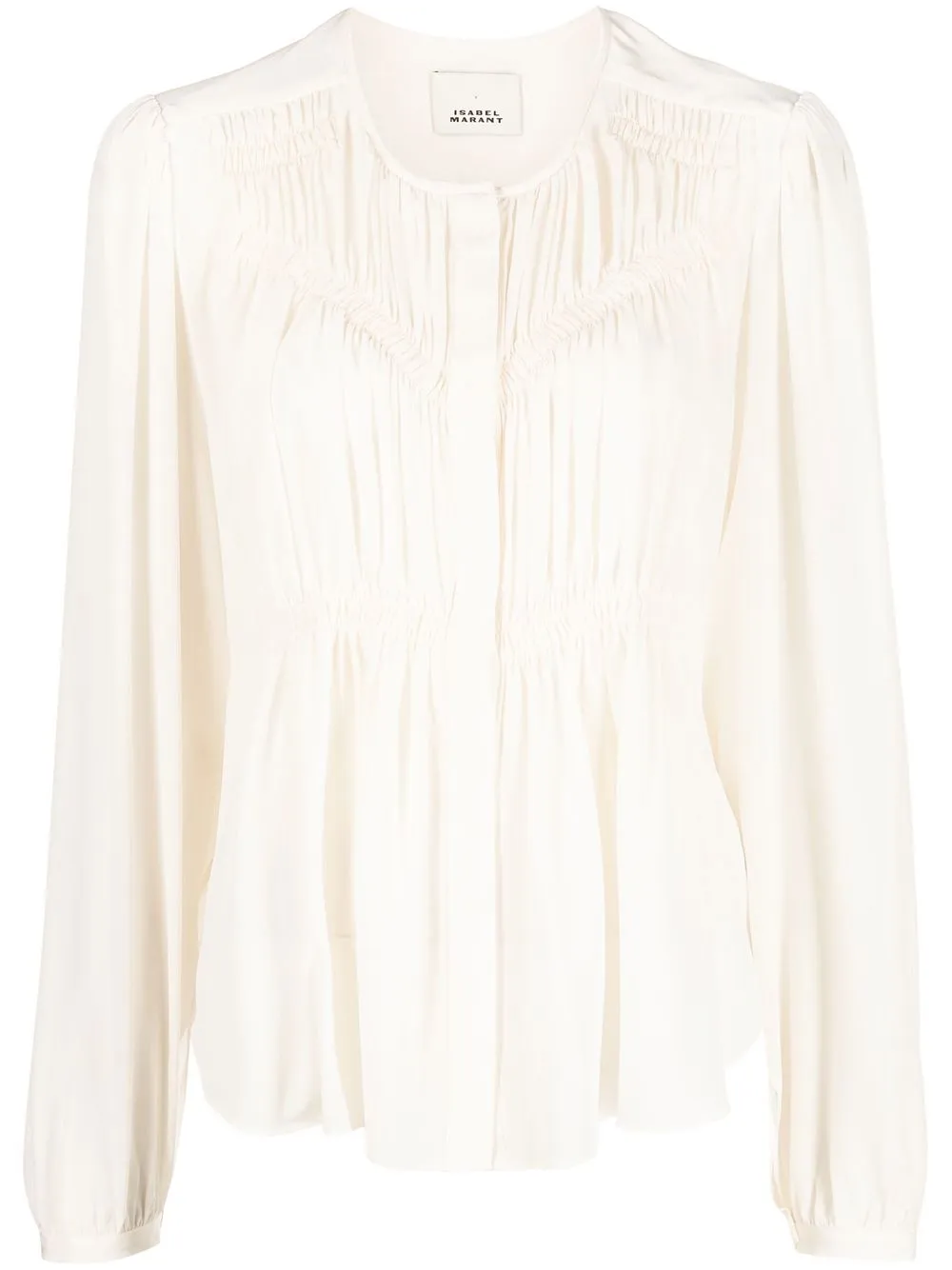 

Isabel Marant smocked silk shirt - Neutrals