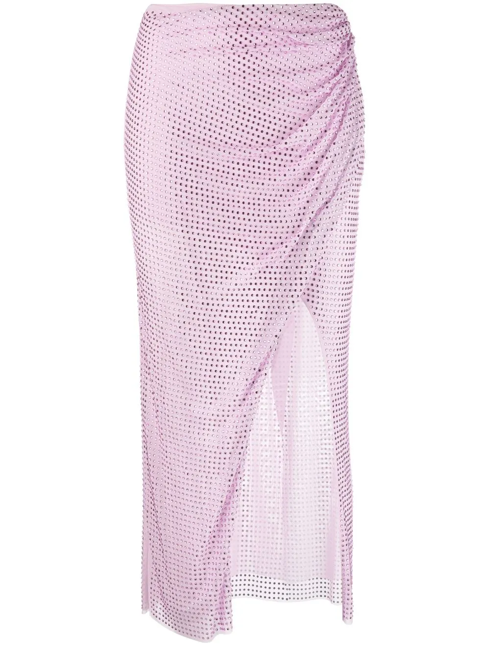 

Self-Portrait rhinestone-embellished midi skirt - Pink