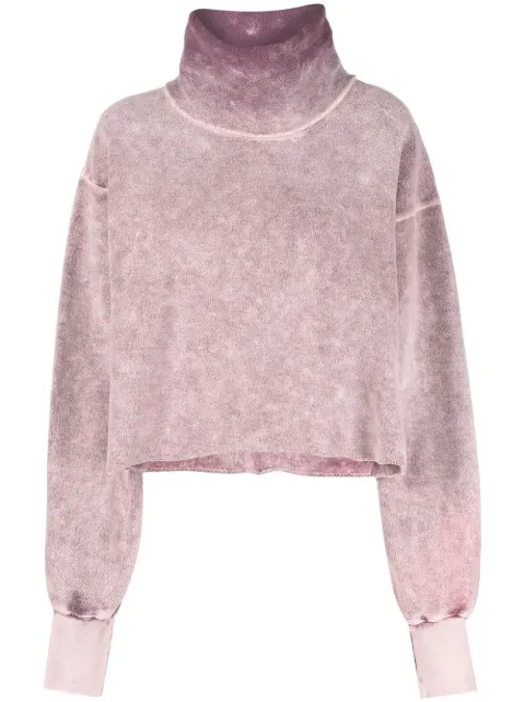 acid-wash high neck jumper