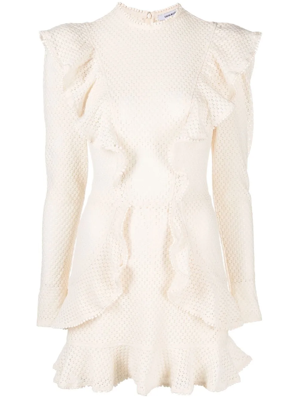 

Sabina Musayev ruffled open-knit mini dress - Neutrals