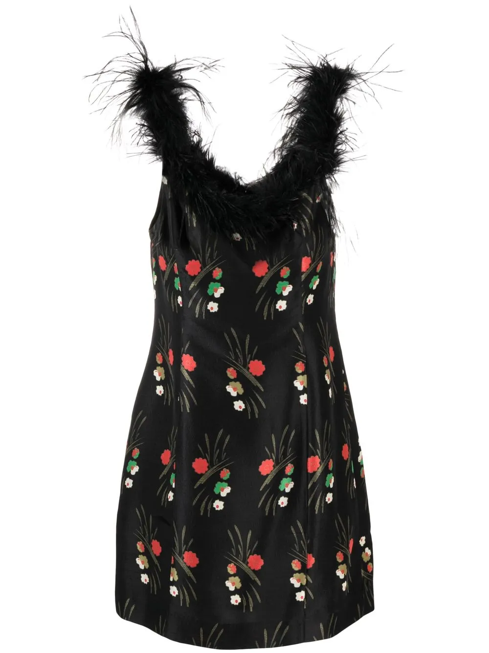 

Rixo vestido con ribete de plumas - Negro