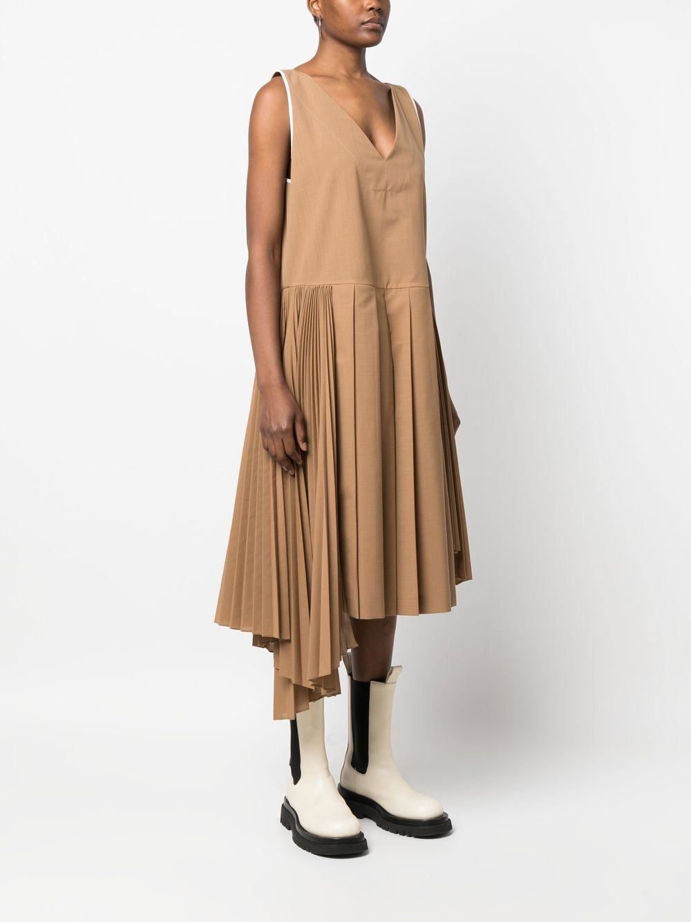 QUIRA Asymmetric Pleated Midi Dress - Farfetch