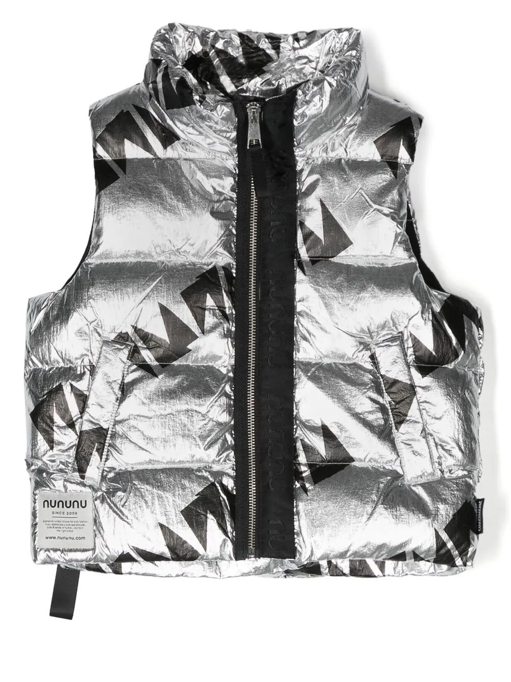 

Nununu graphic-print padded gilet - Silver