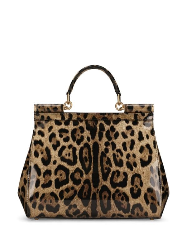 Dolce & Gabbana Sicily Medium Leopard Print Textured Leather Top