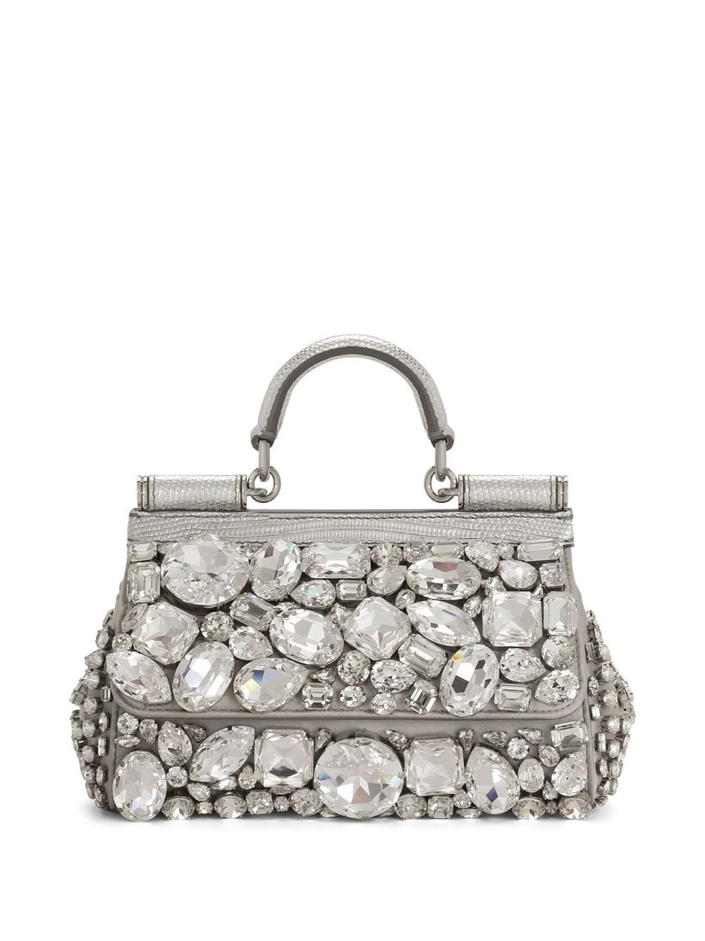 Dolce & Gabbana Kim Dolce&gabbana Small Sicily Satin Top-handle Bag In Silver
