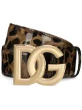 Dolce & Gabbana KIM DOLCE&GABBANA DG-logo leopard-print belt - Brown