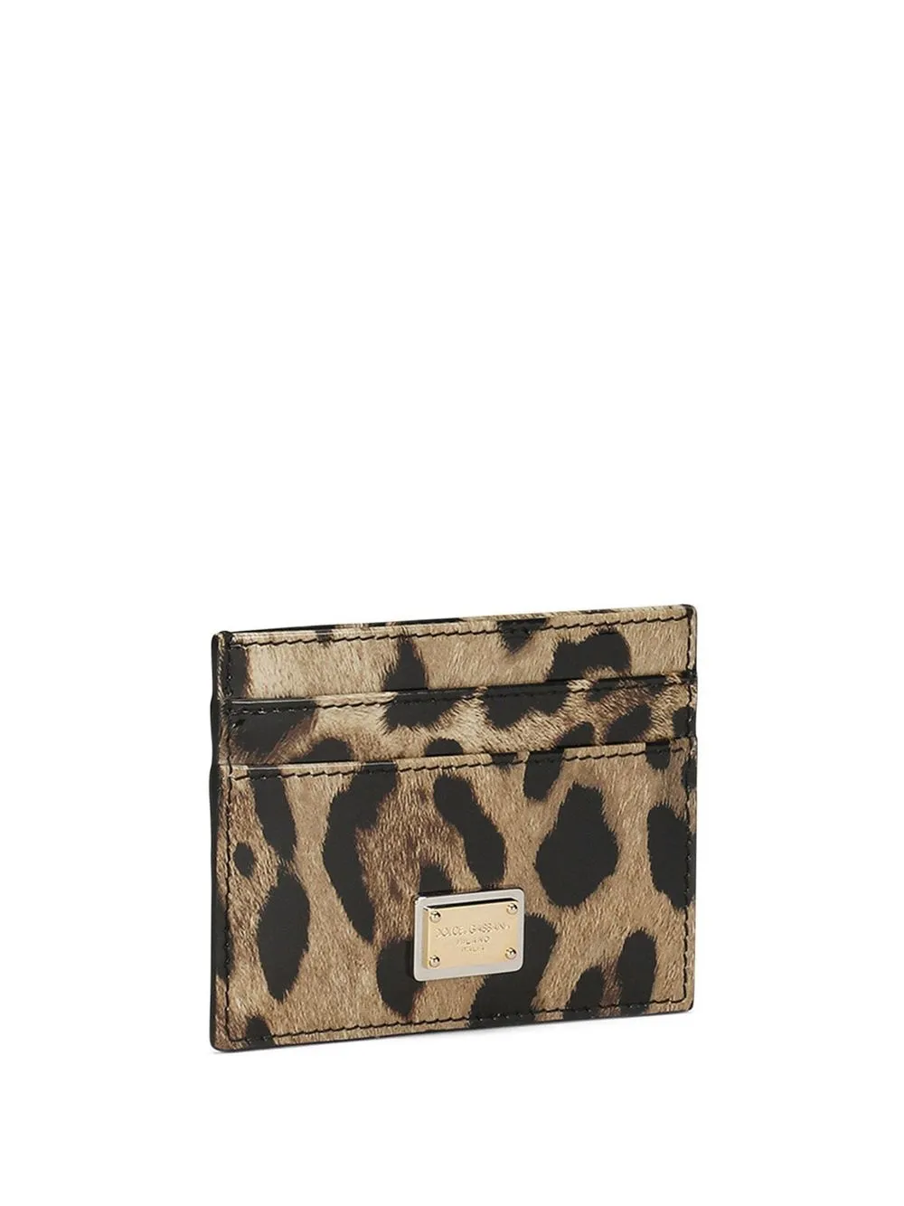 leopard-print leather card holder