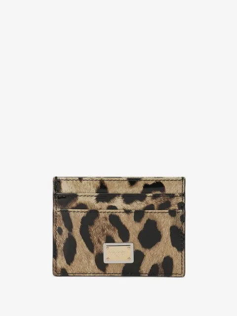 Dolce & Gabbana leopard-print logo-plaque card holder