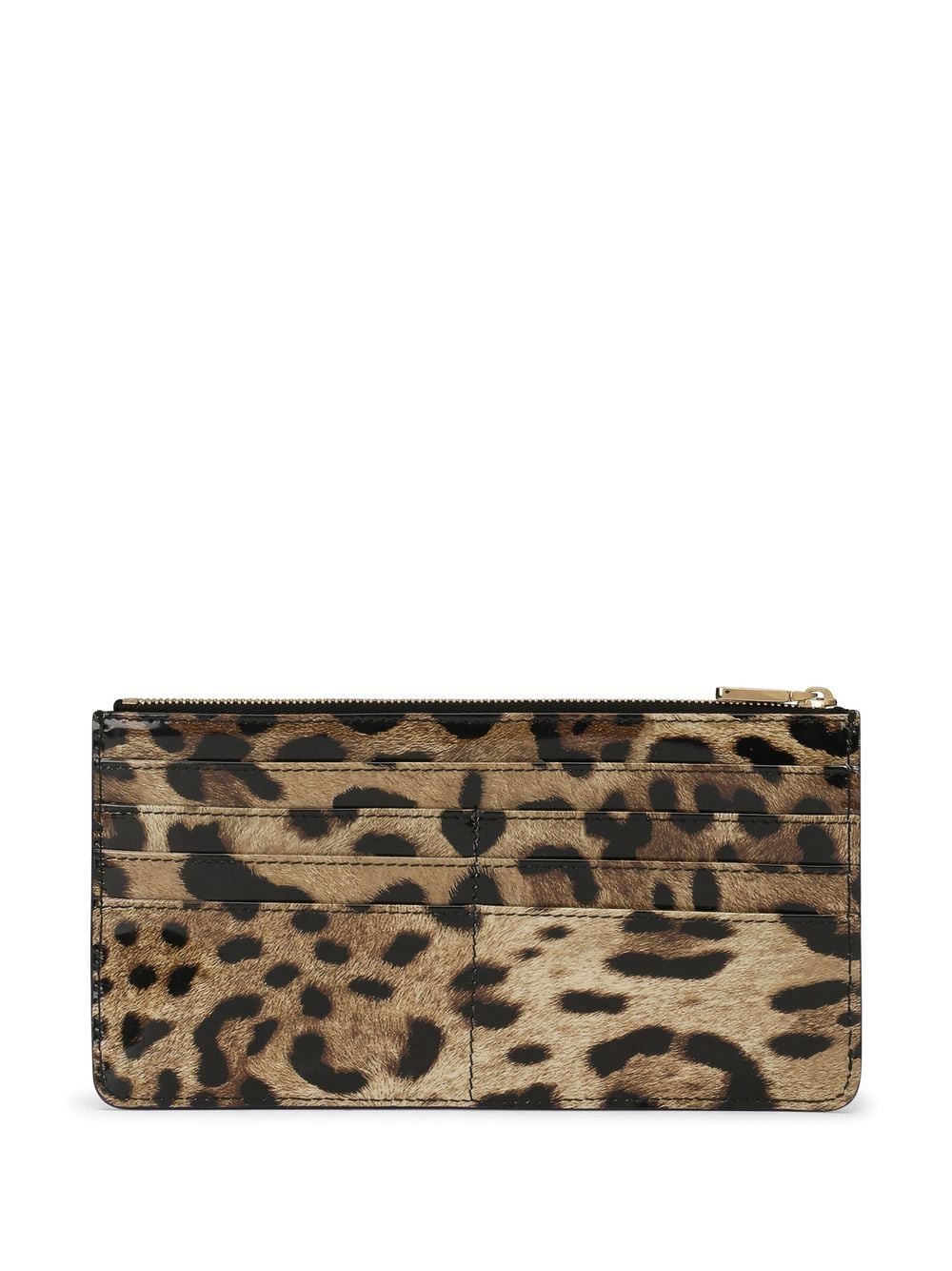 Shop Dolce & Gabbana Leopard-print Zip-around Card Holder In Brown