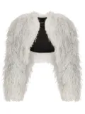 Dolce & Gabbana KIM DOLCE&GABBANA feather-trim bolero jacket - Grey