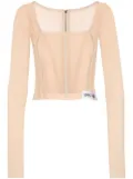 Dolce & Gabbana KIM DOLCE&GABBANA long-sleeve sheer corset top - Neutrals
