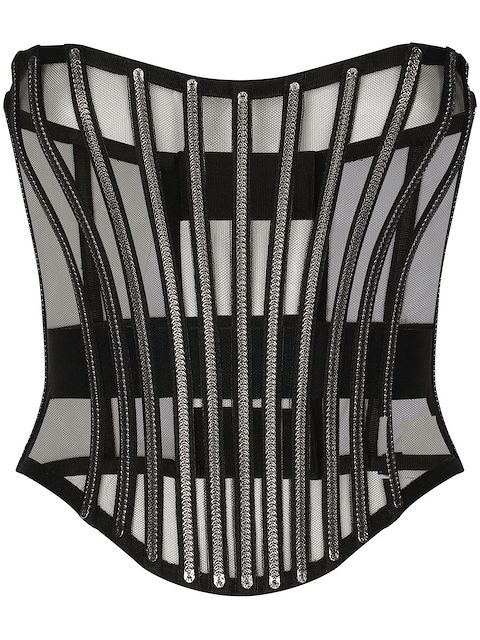 Dolce & Gabbana Corset com listras bordadas
