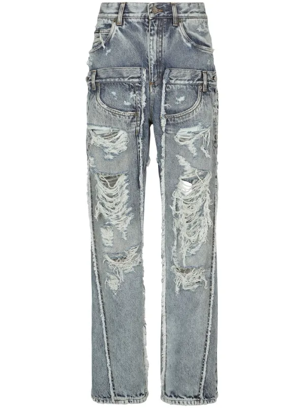 Dolce & Gabbana KIM DOLCE&GABBANA mid-rise Distressed wide-leg