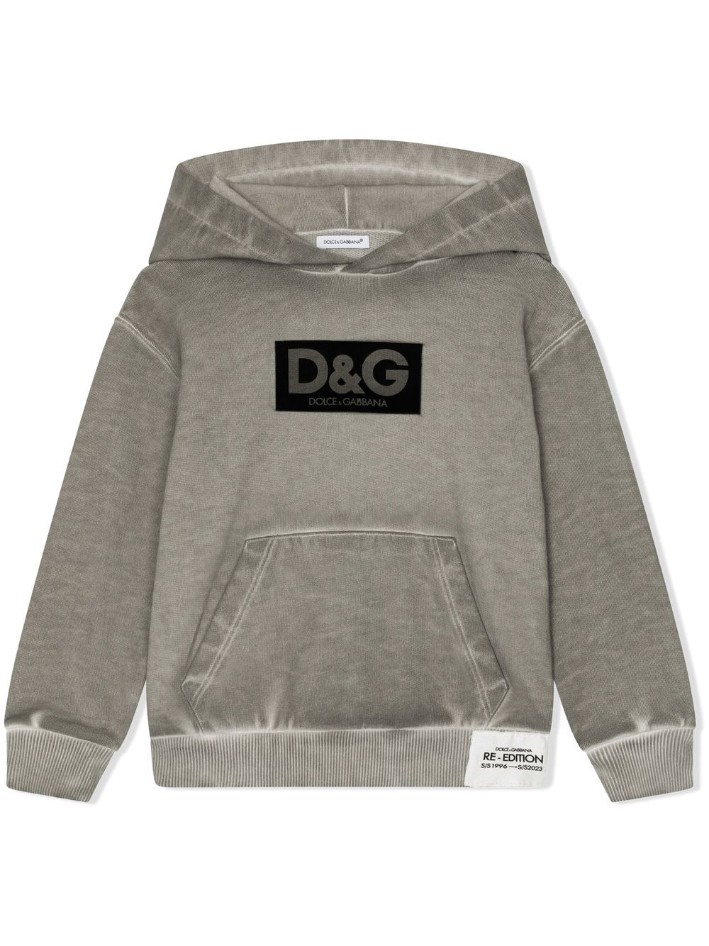 Shop Dolce & Gabbana Logo-print Pullover Hoodie In Grey