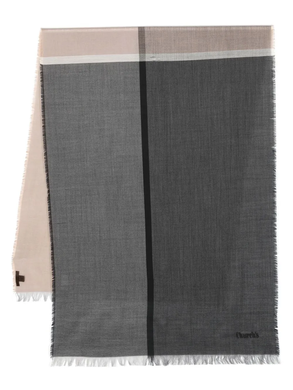 

Church's embroidered-logo fringed scarf - Grey