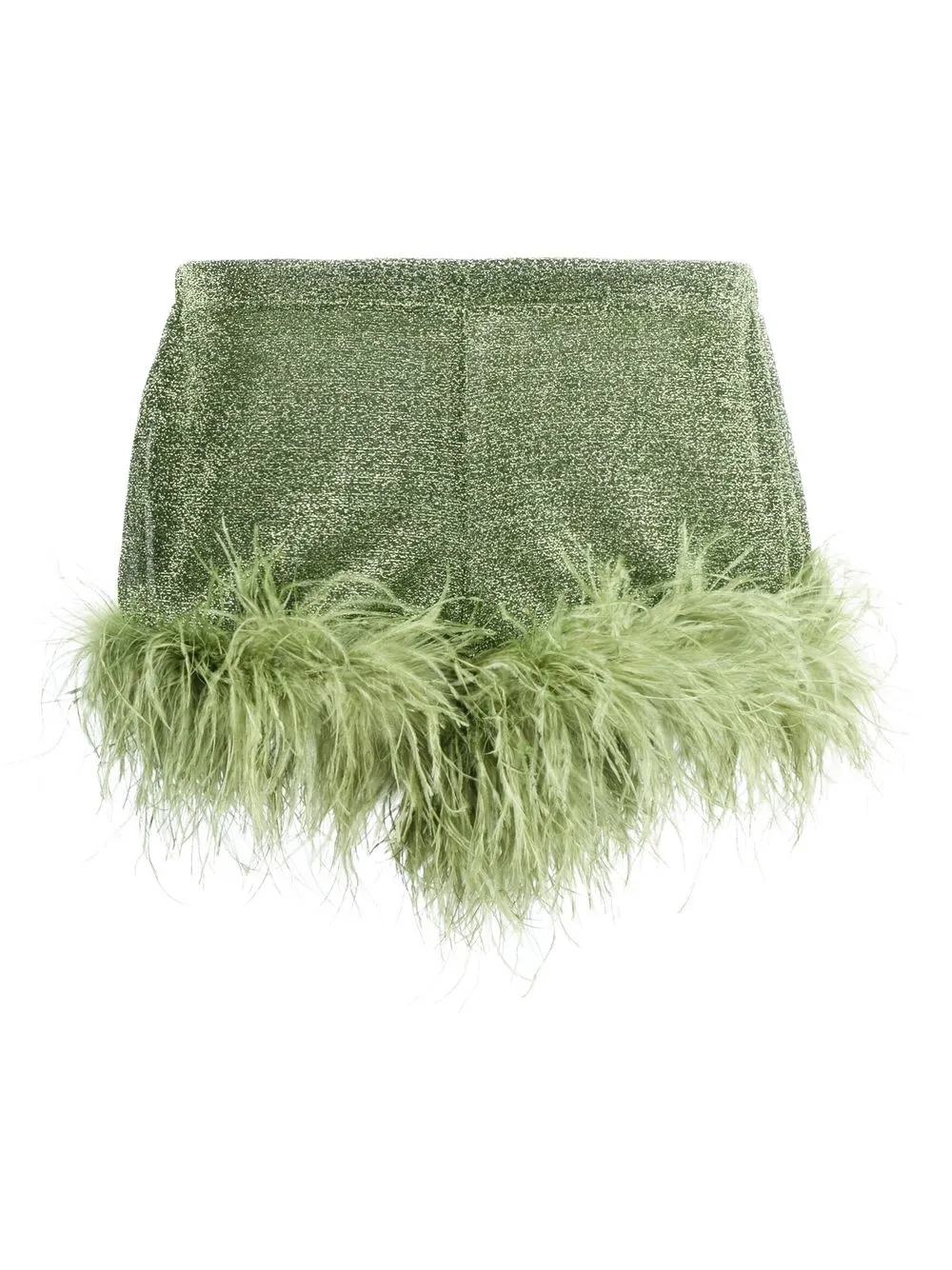 

Oséree feather-trim metallic shorts - Green