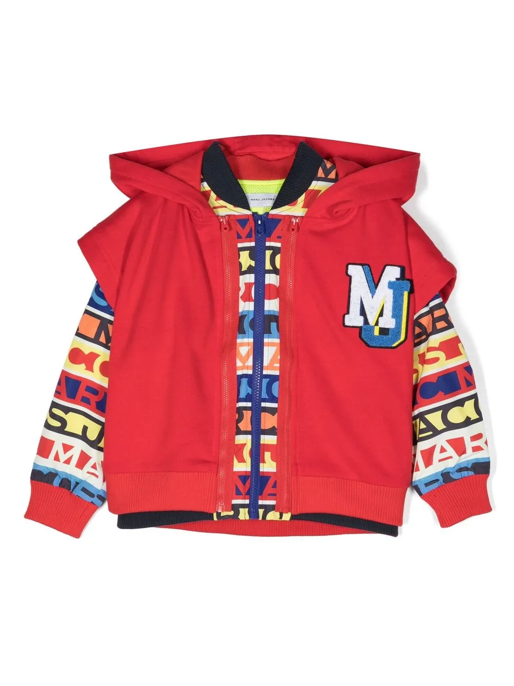 

Marc Jacobs Kids layered logo-patch hooded jacket