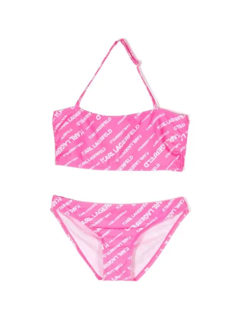 Karl Lagerfeld Kids logo-print halterneck bikini