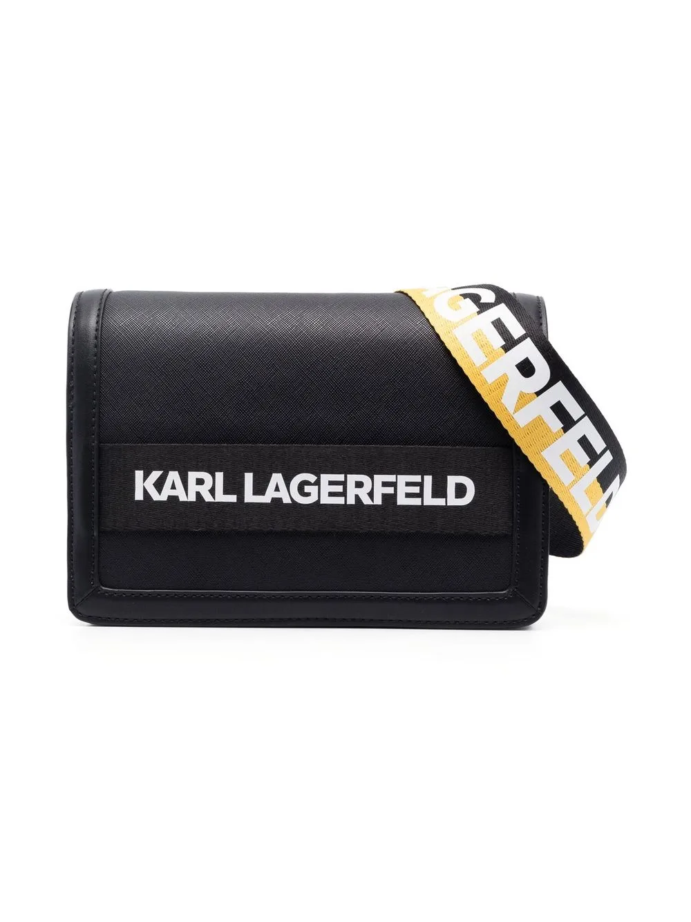 Karl Lagerfeld Logo-strap Shoulder Bag In Black