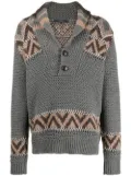 Gucci Pre-Owned 2000s zigzag pattern shawl lapels jumper - Grey