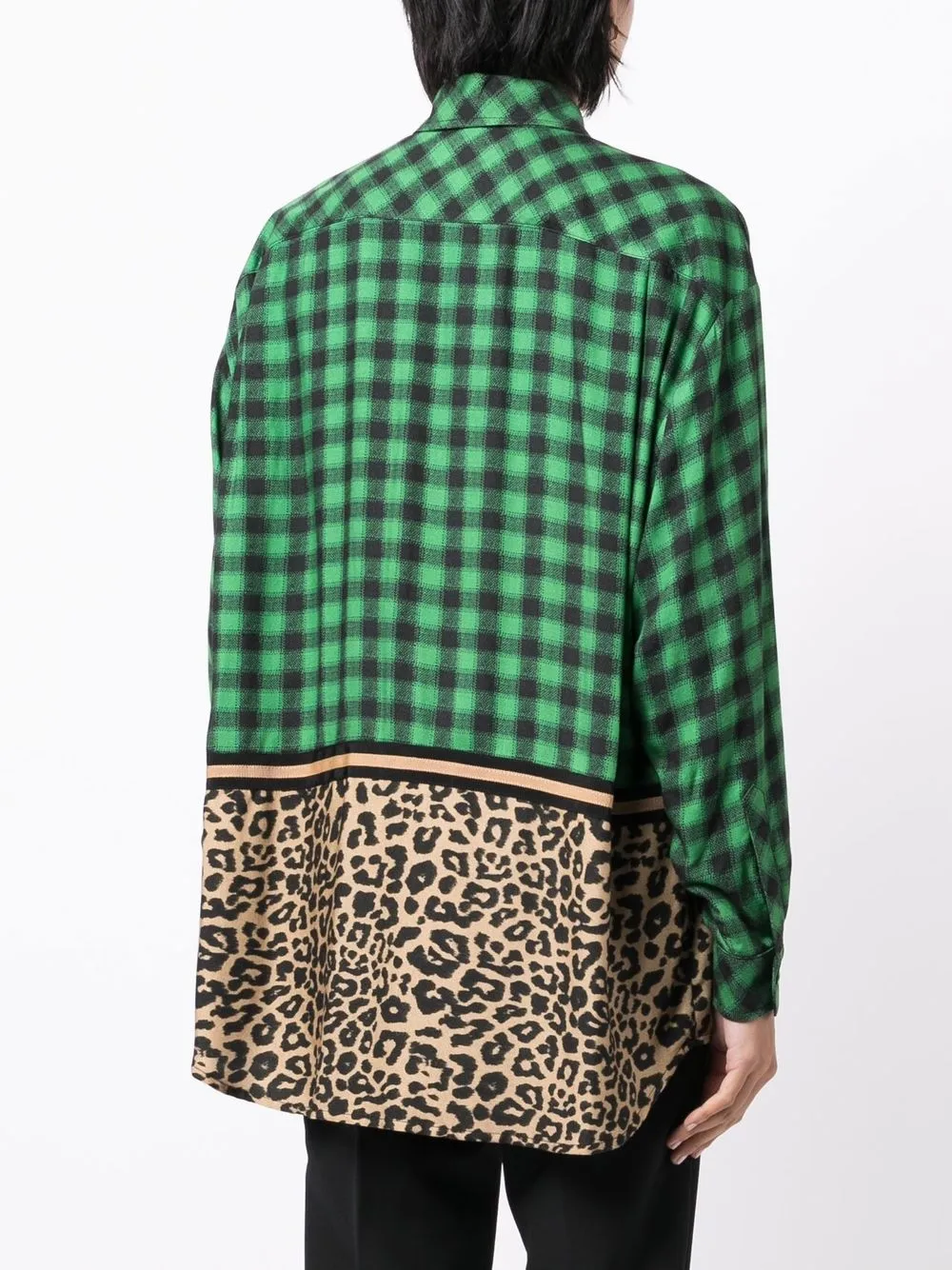 Ermanno Scervino Contrast-panel Checked Shirt In 绿色