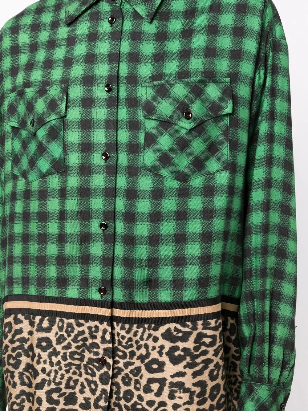 Ermanno Scervino Contrast-panel Checked Shirt In 绿色