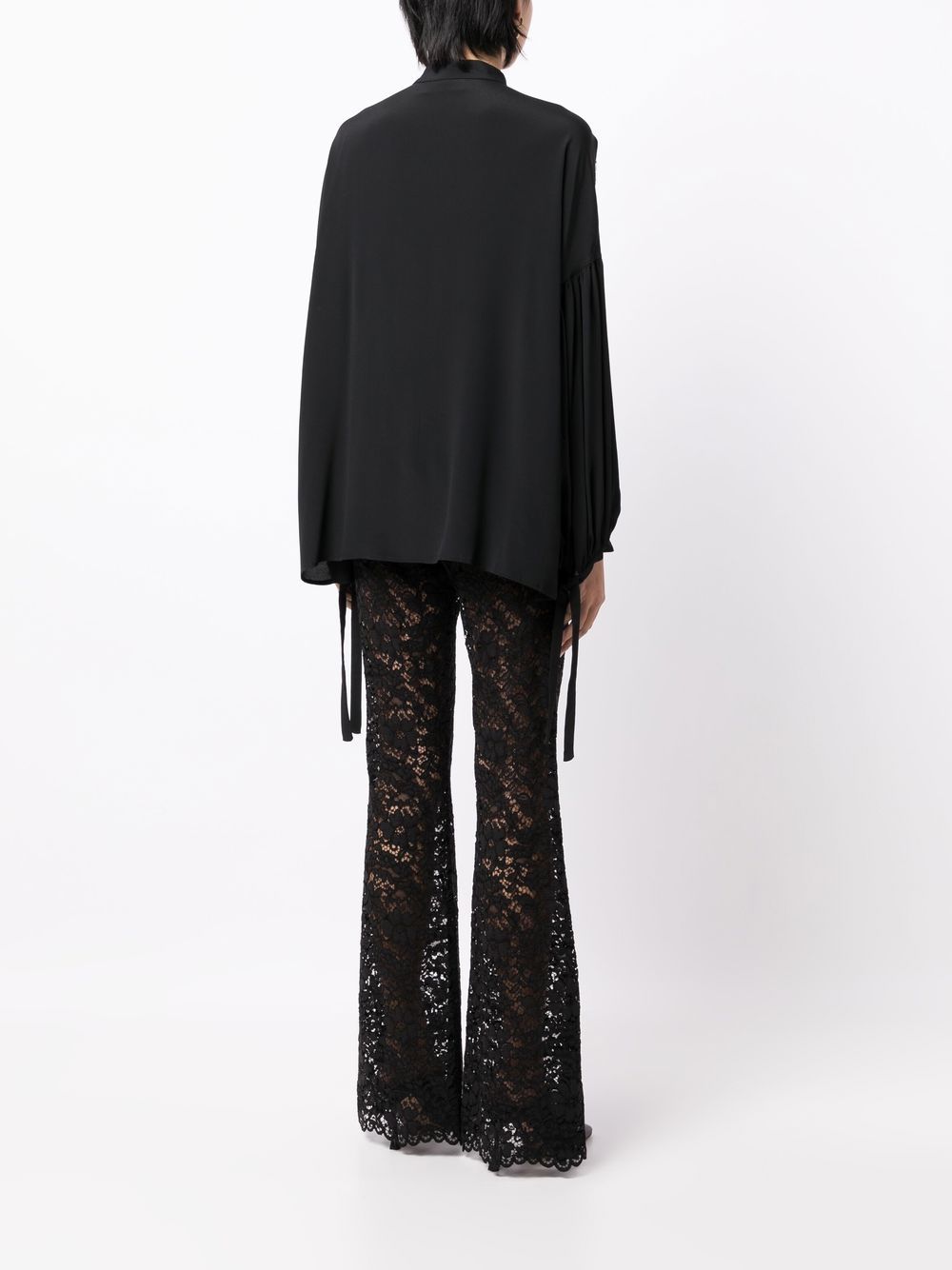 Shop Ermanno Scervino Lace-panel Long-sleeve Blouse In 黑色