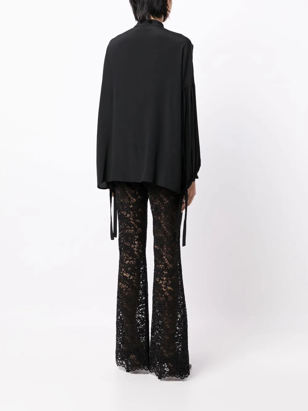 LACE-PANEL LONG-SLEEVE BLOUSE