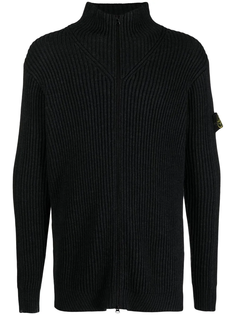 

Stone Island ribbed logo-patch cardigan - Grey