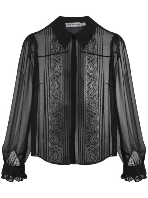Self-Portrait lace-insert blouse