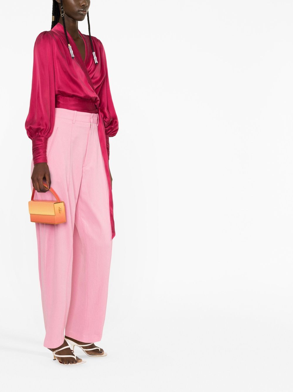 Shop Isabel Marant High-waisted Tapered-leg Trousers In Pink