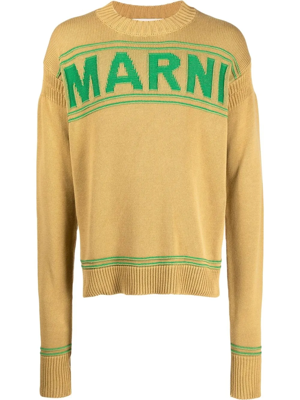 Shop Marni Logo-print Knit Jumper In Neutrals