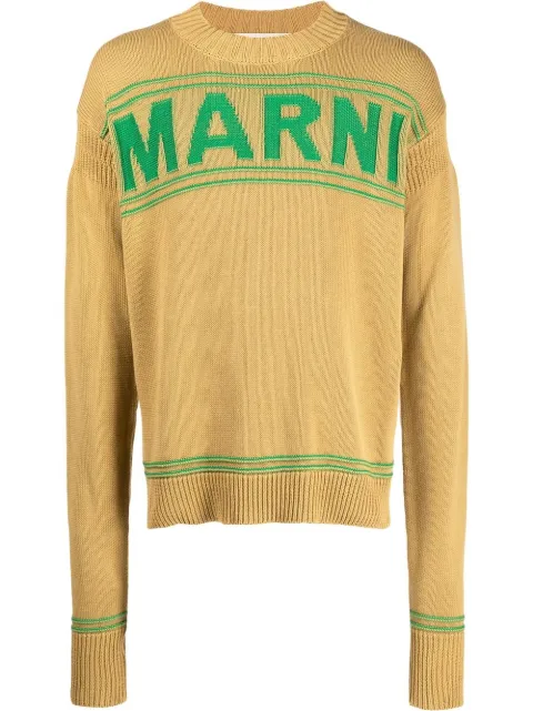Marni suéter tejido con logo estampado