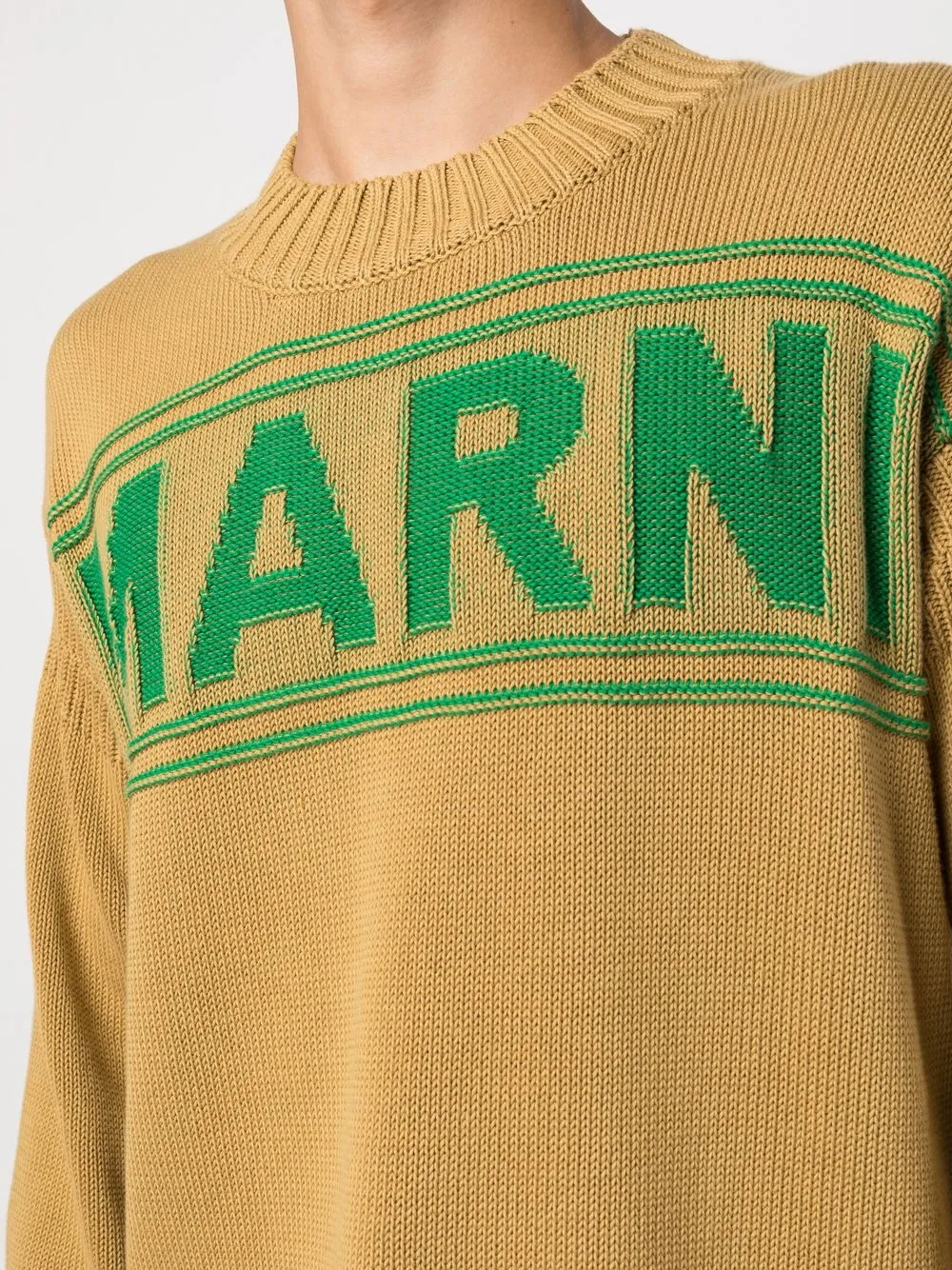 Shop Marni Logo-print Knit Jumper In Neutrals