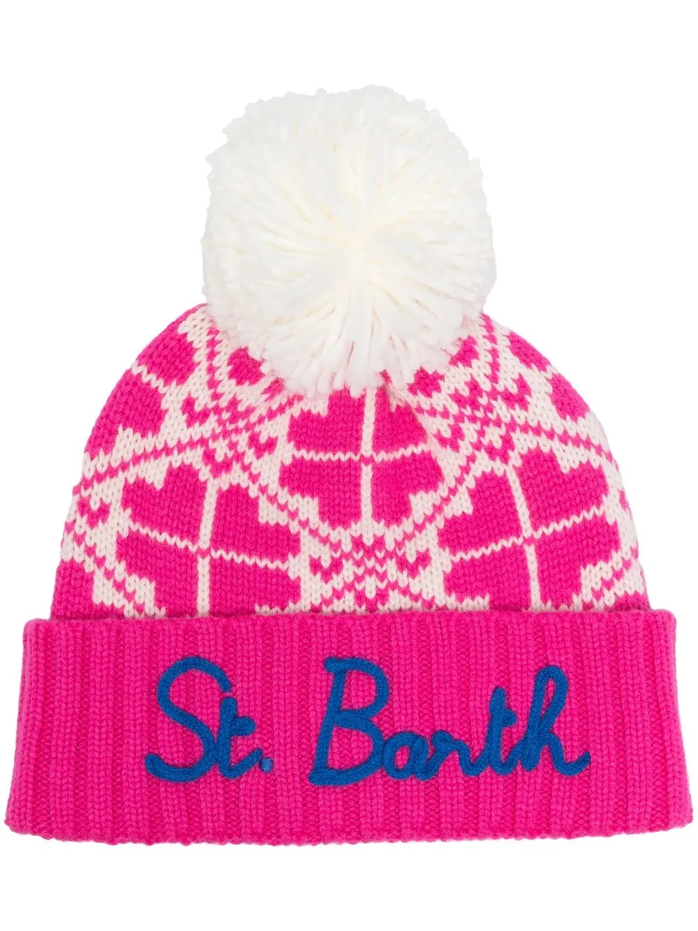 

MC2 Saint Barth embroidered-logo pompom beanie - Pink