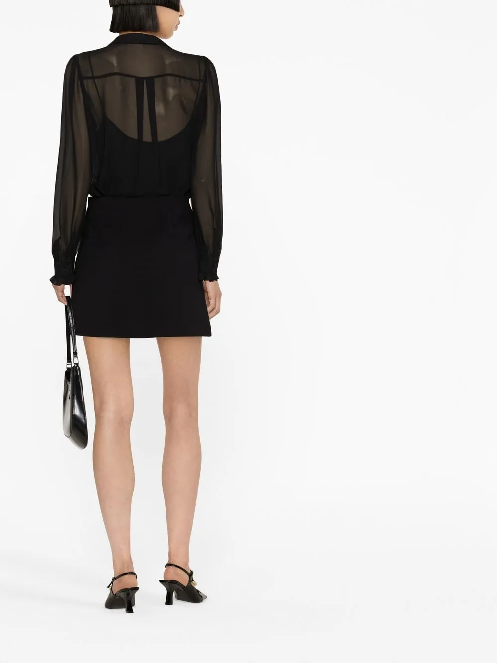 Self-portrait Crystal-embellished A-line Miniskirt In Black