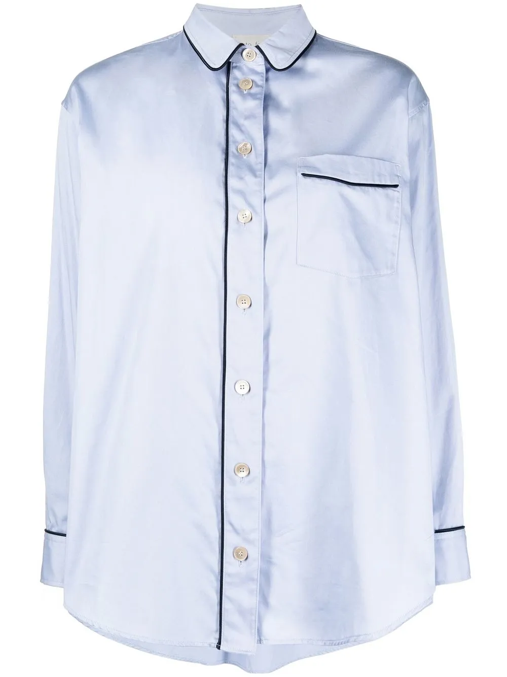 

Forte Forte piped trim cotton shirt - Blue