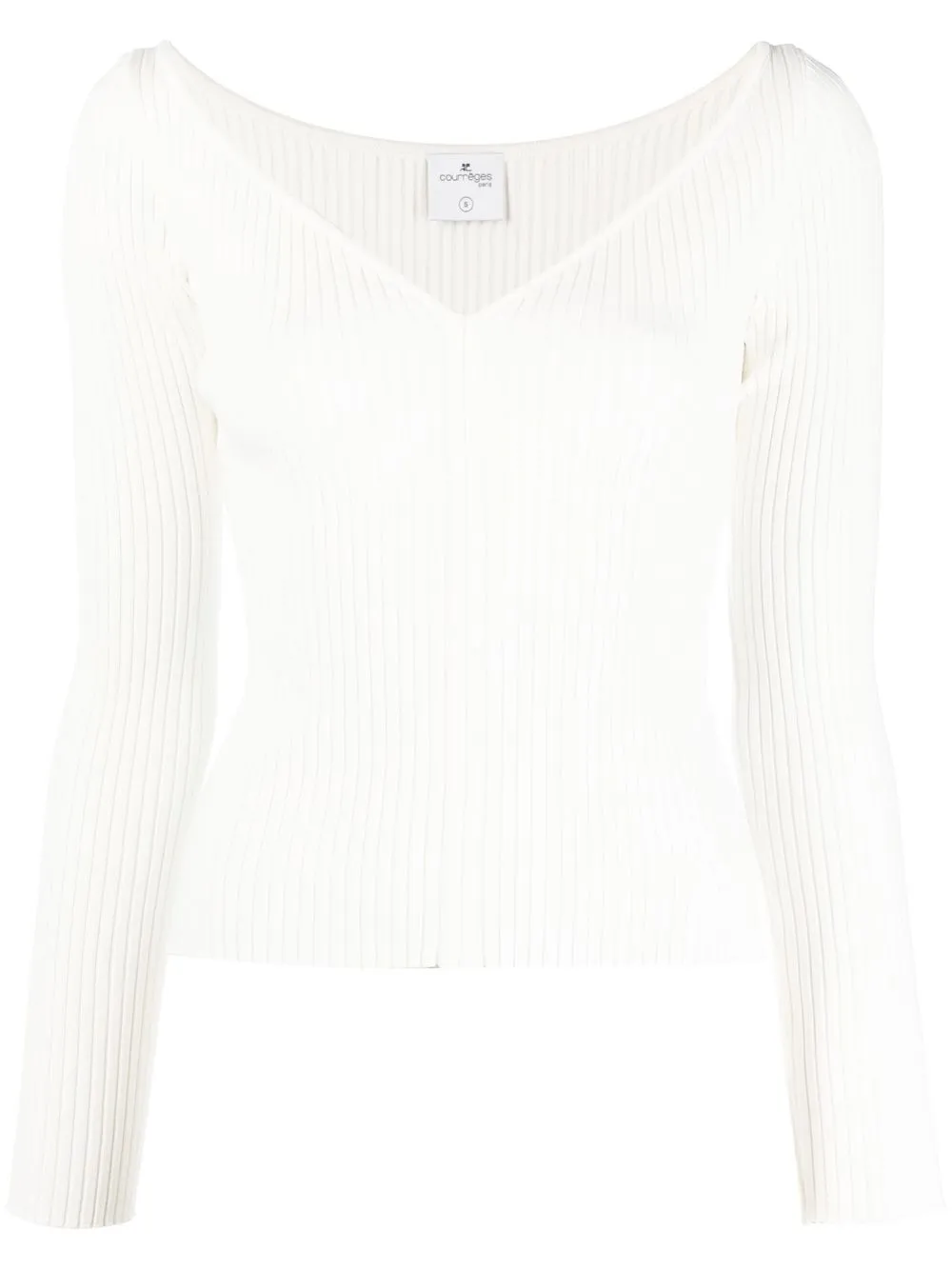 

Courrèges V-neck rib-knit top - White