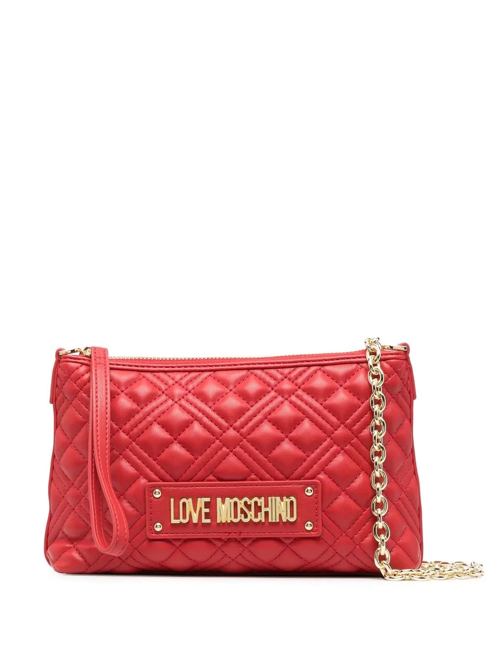 

Love Moschino leather quilted logo-detail crossbody bag - Red