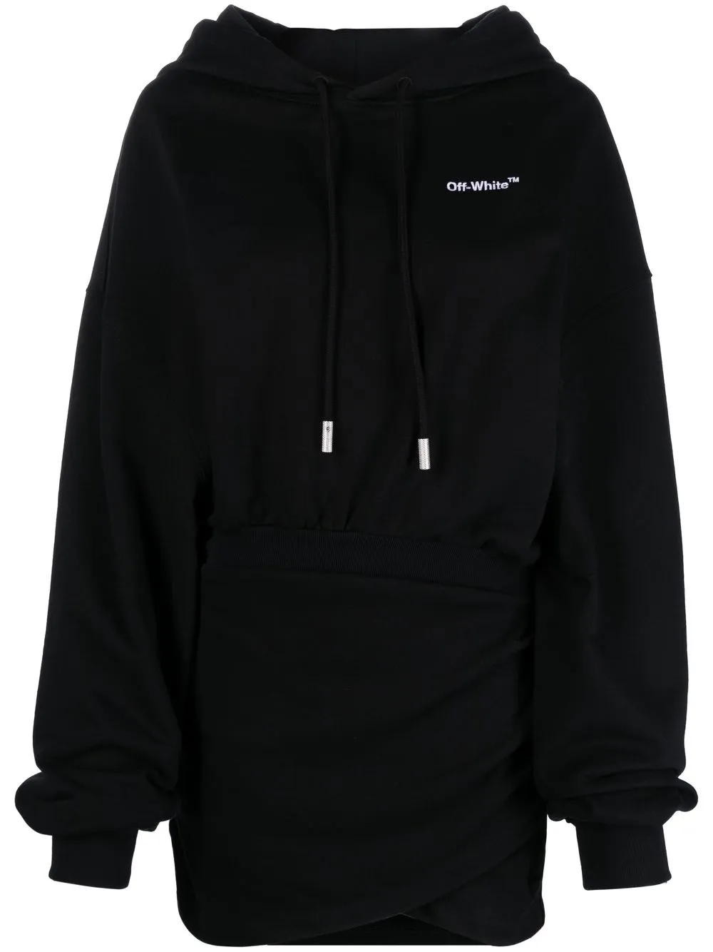 

Off-White logo-embroidered cotton hoodie - Black