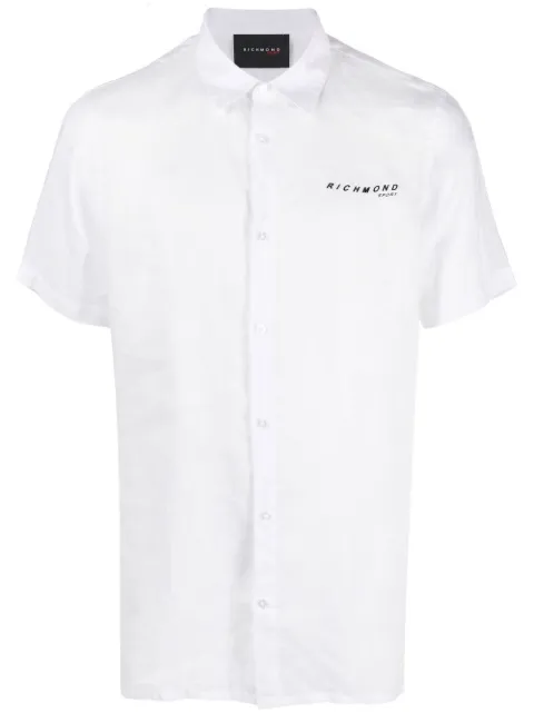 John Richmond قميص كتان بأكمام قصيرة