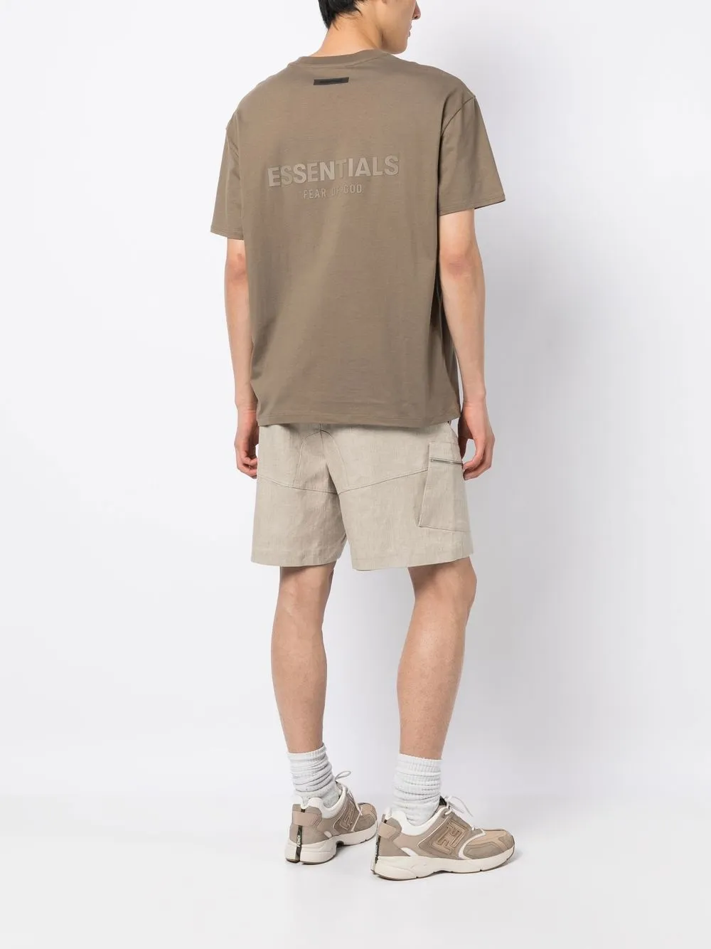 Essentials Embossed Logo Crew-neck T-shirt In Brown