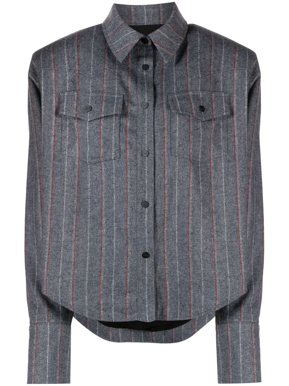 pinstripe button-up shirt