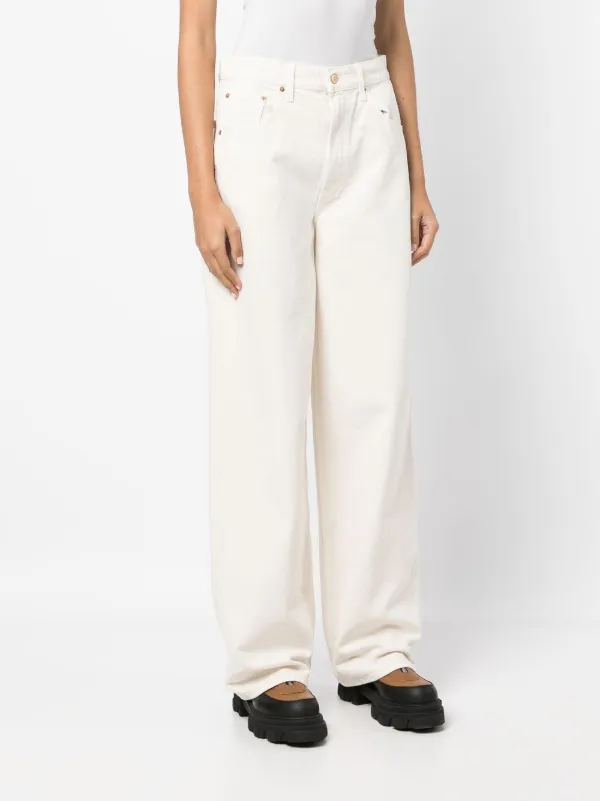 デニム・ジーパン MOTHER Woman Jeans White 1157753 FOT MOTHER high-rise wide-leg Jeans | White | FARFETCH