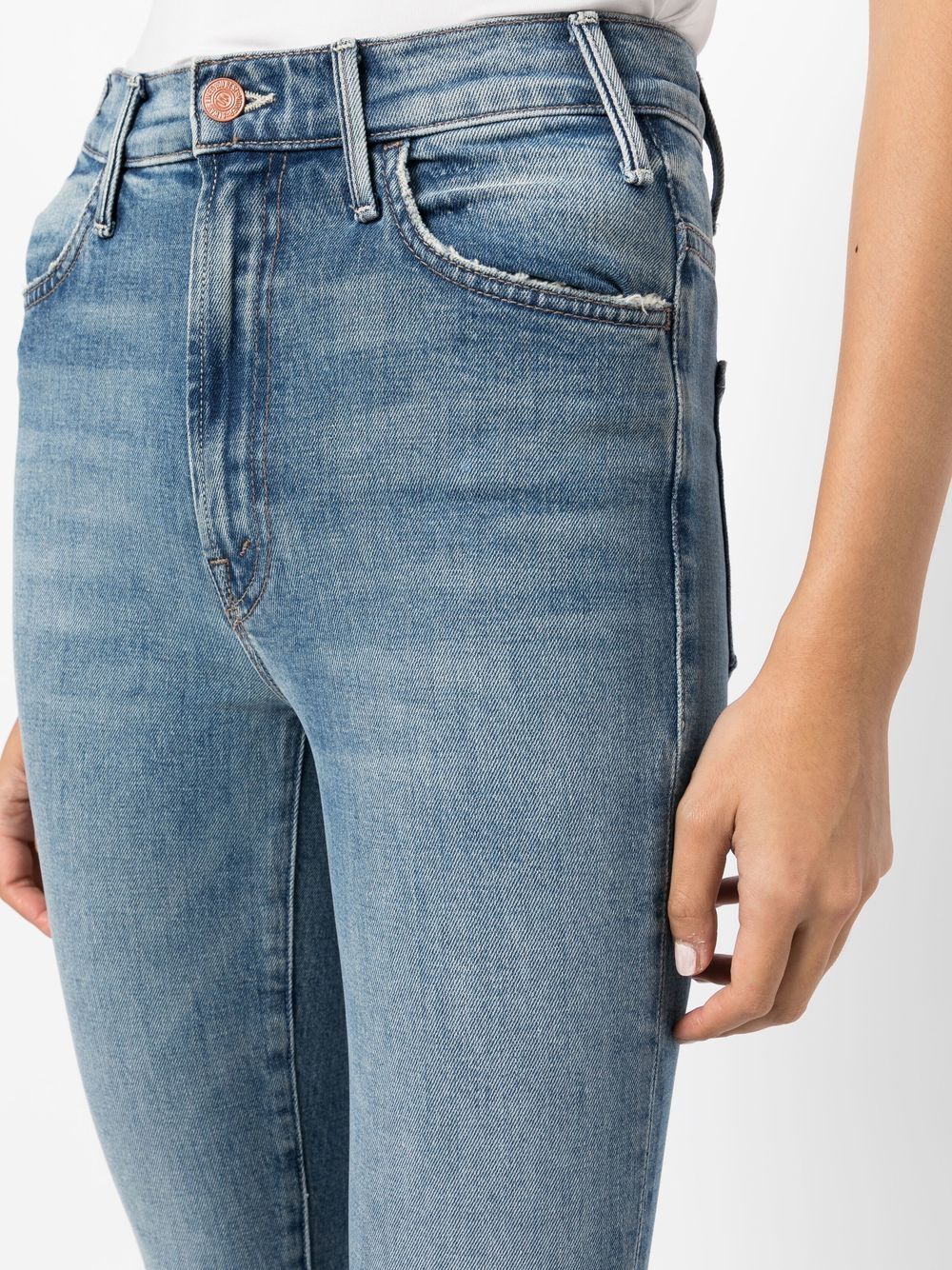 Shop Mother Cropped High-rise Jeans In Blue
